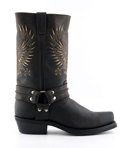 Grinders Mens Brown Leather Cowboy Boots - Bald Eagle