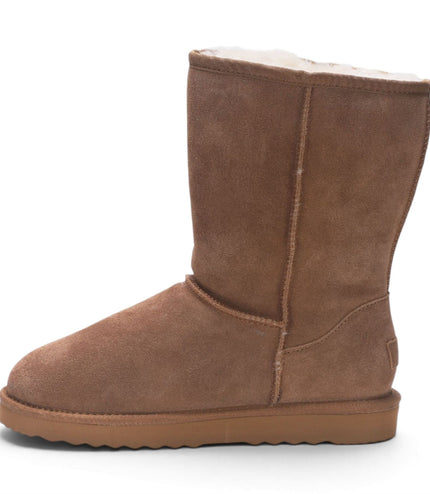 Men's Genuine Sheepskin Chestnut Suede Winter Ankle Boots - Denver