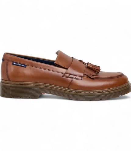 Ben Sherman Men's Tan Brown Leather Tassel Loafer Shoes - Dudley