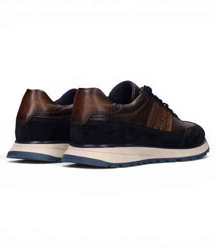 Bugatti Men's Navy Blue Leather Lace-Up Trainer Sneaker Shoes - Timon