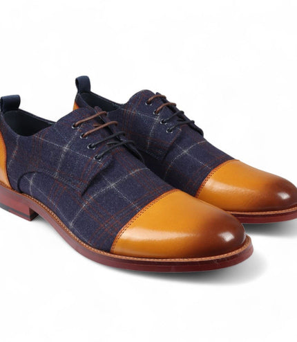 Justin Reess Men's Oxford Brown Leather Brogue Shoes - Ronnie