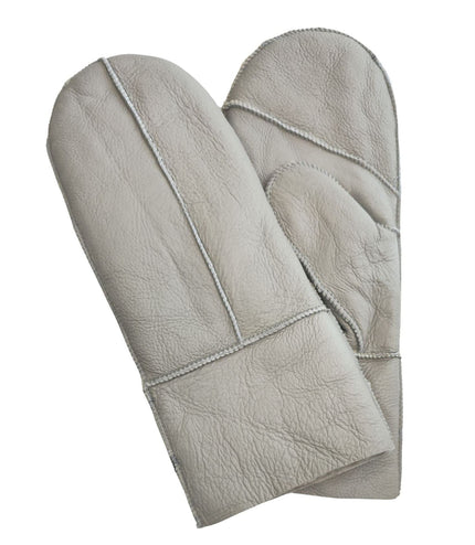 Infinity Leather Womens Grey Genuine Real Sheepskin Mittens Warm Gloves