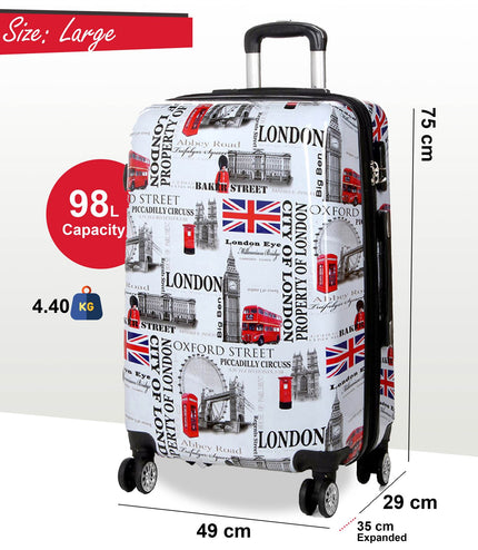 Cooma Large Hard Shell Suitcase London in Black Flower