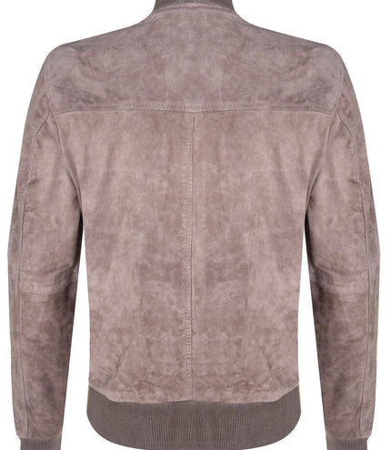 Mens Goat Suede MA-1 Bomber Jacket-Auckland - Stone