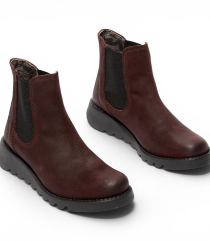 Fly London Womens Burgundy Chelsea Suede Leather Ankle Boots - SALV195