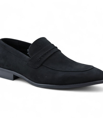Men's Black Suede Moccasin Loafers Smart Slip-On Shoes