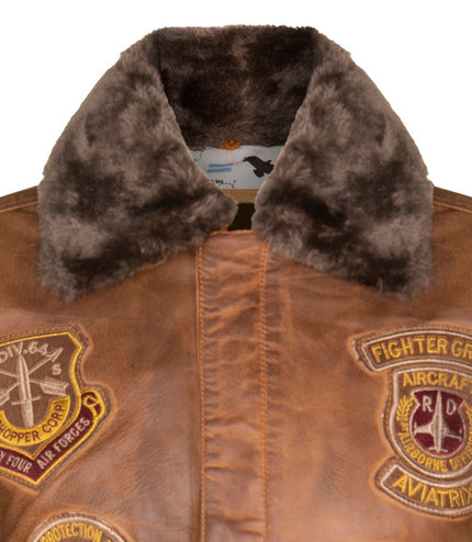 Mens Leather Air Force Bomber Jacket - Belgrade - Brown