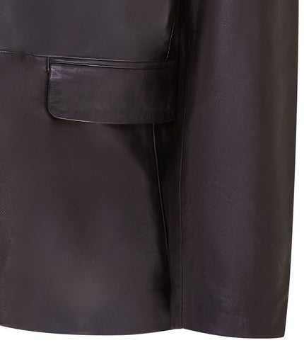 Mens Genuine Leather Blazer Soft Real Italian Tailored Vintage Jacket Coat - Black