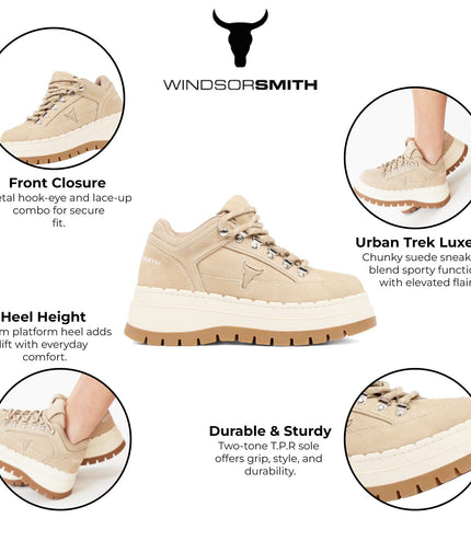 Windsorsmith Womens Sand Brown Suede Chunky Platform Sneakers Trainers - Ultimatum