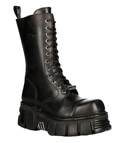 New Rock Unisex Metallic Black Techno Biker Boots - M-MILI211C-C1