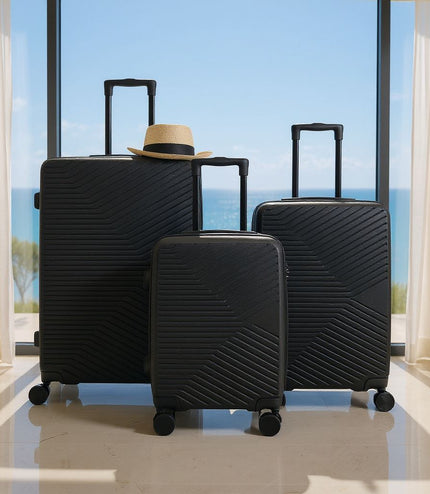 Junee Set of 3 Hard Shell Suitcase in Black