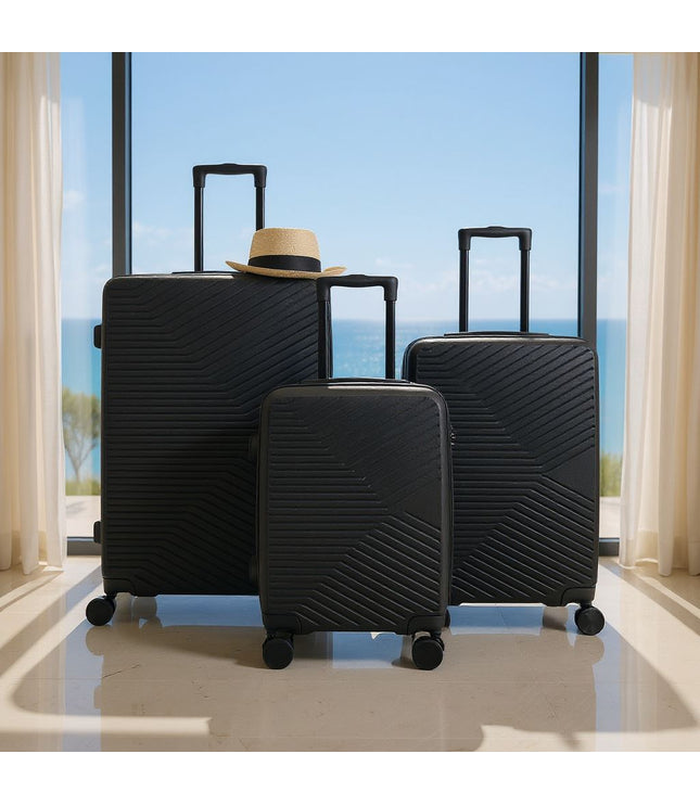 Junee Set of 3 Hard Shell Suitcase in Black