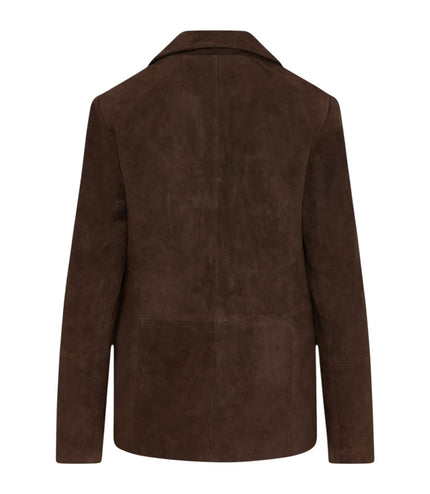 Womens Soft Goat Suede Leather Brown Blazer Jacket-Kolkata