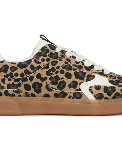 Blowfish Malibu Womens Leopard Brown Lace-Up Sneakers - Tastic