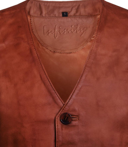 Mens Classic Leather Waistcoat-Chester - Tan