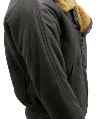 Mens Sheepskin Leather WW2 Bomber Jacket-Tucson - Brown Ginger