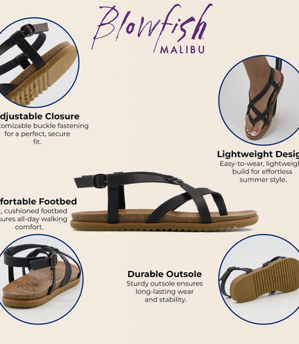 Blowfish Malibu Women's Black Strappy Buckle Sandals - Macarah B