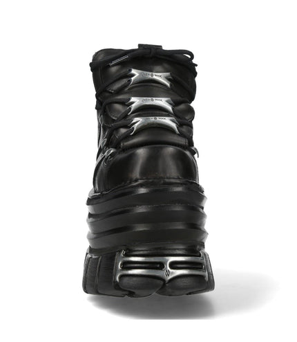 New Rock M-106-C181 Black Gothic Punk Chunky Platform Ankle Boots