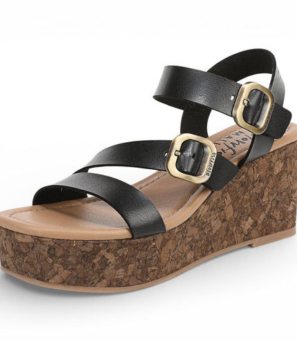 Blowfish Malibu Womens Black Wedge Strappy Espadrille Heel Sandals - Ali