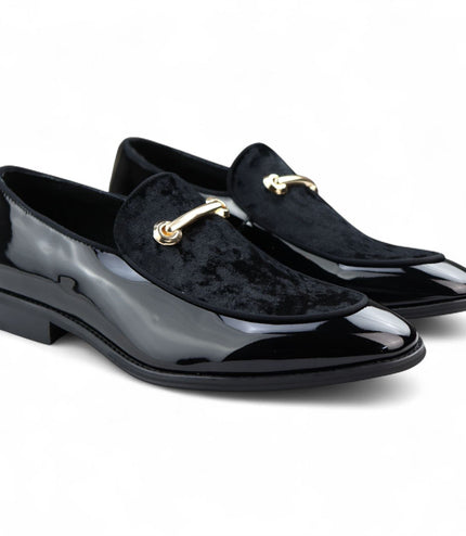 Men’s Smart Black Loafers Leather Lined Velvet Slip-On Shoes