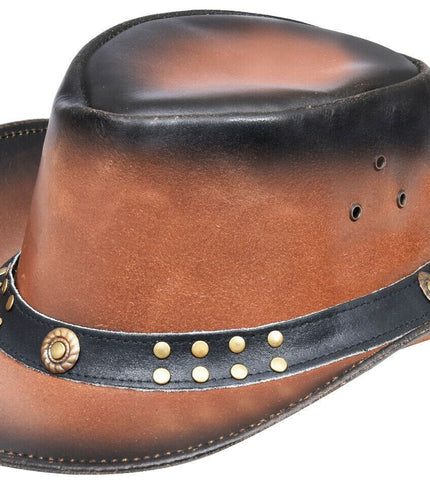 Australian Smoke Western Style Cowboy Outback Real Leather Aussie Bush Hat