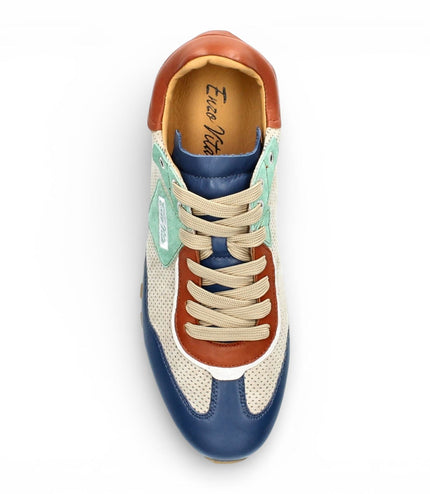 Lorenzo Conti Men's Aglae 02 Grey Blue Leather Trainers Sneaker Shoes