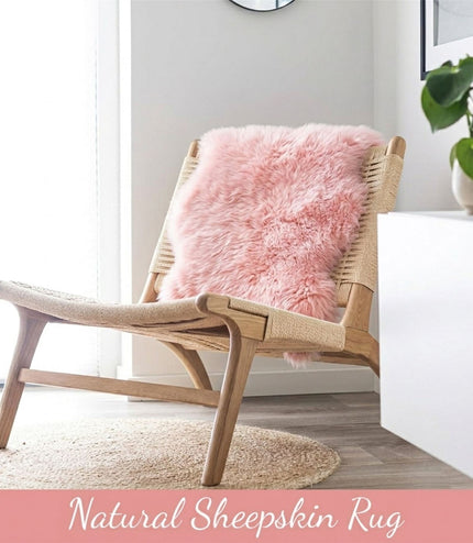 Genuine Sheepskin Rosa Pink Double Natural Fluffy Silky Soft Real Wool Rug