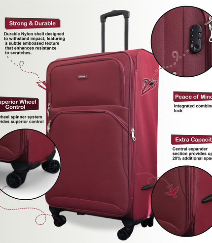 Gosford Large Soft Shell Suitcase in Burgundy Red