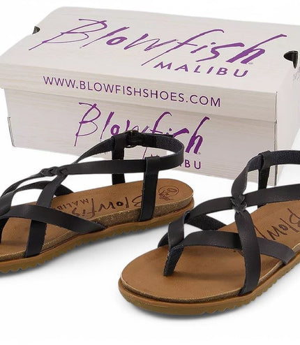 Blowfish Malibu Women's Black Strappy Buckle Sandals - Macarah B