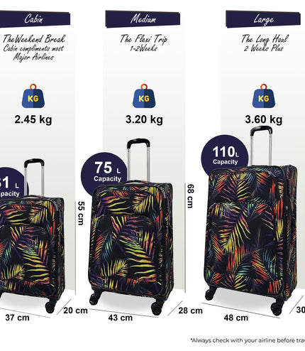 Ashbourne Set of 3 Soft Shell Suitcase in Leaf