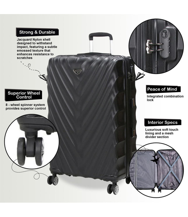 Colyton Set of 3 Hard Shell Suitcase in Black