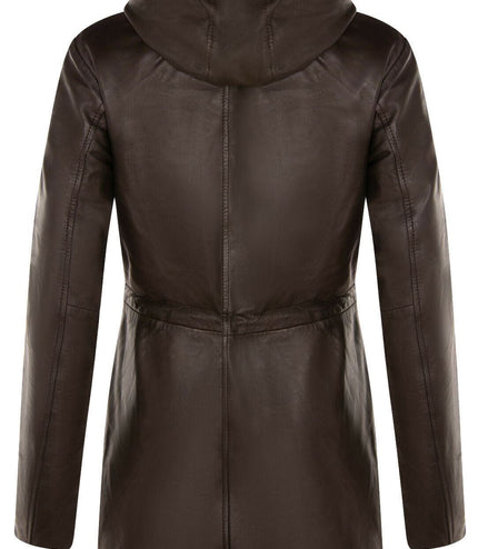 Womens Mid Length Hooded Parka Jacket-Oakengates - Brown