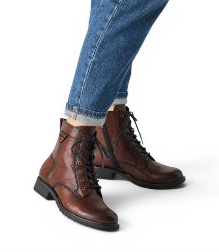 Tamaris Women's Brown Leather Lace-Up Combat Boots - 25224-47