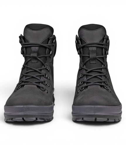 Ecco Men's Black Leather Waterproof Lace-up Hiking Boots - Rugged Track 25