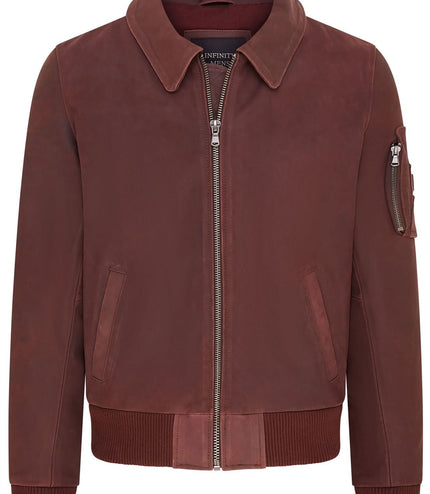 Men's A2 US Airforce Cowhide Aniline Leather Bomber Jacket - Burgundy