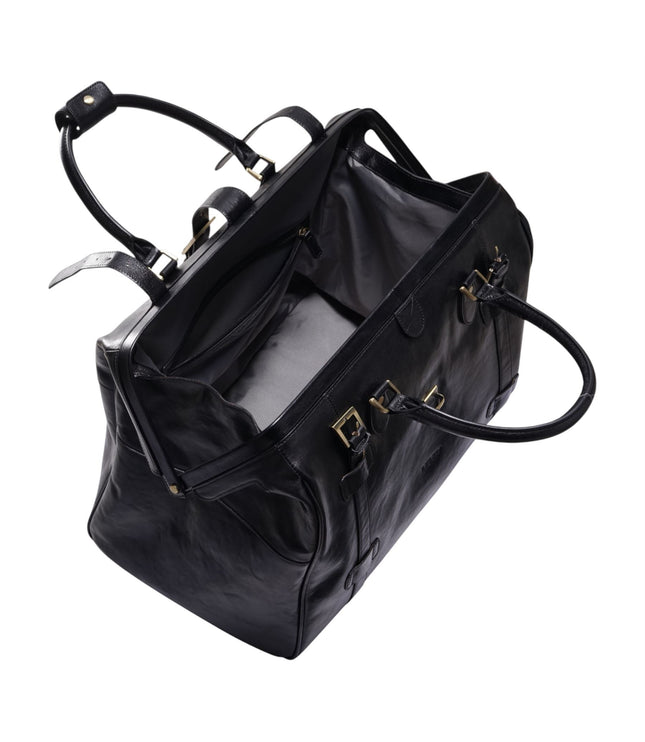 Genuine Leather Black Duffle Holdall Vintage Travel Gym Bag - Windsor