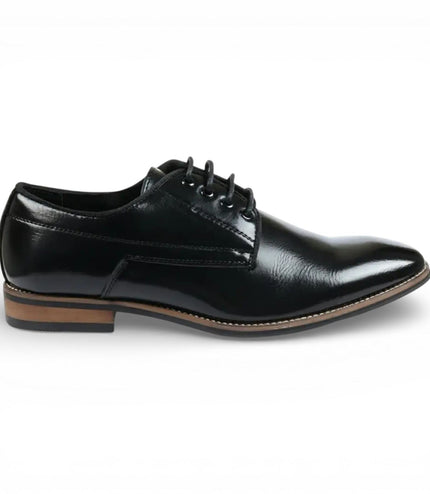 Men's Black Classic Plain Toe Lace-Up Derby Brogue Formal Shoes