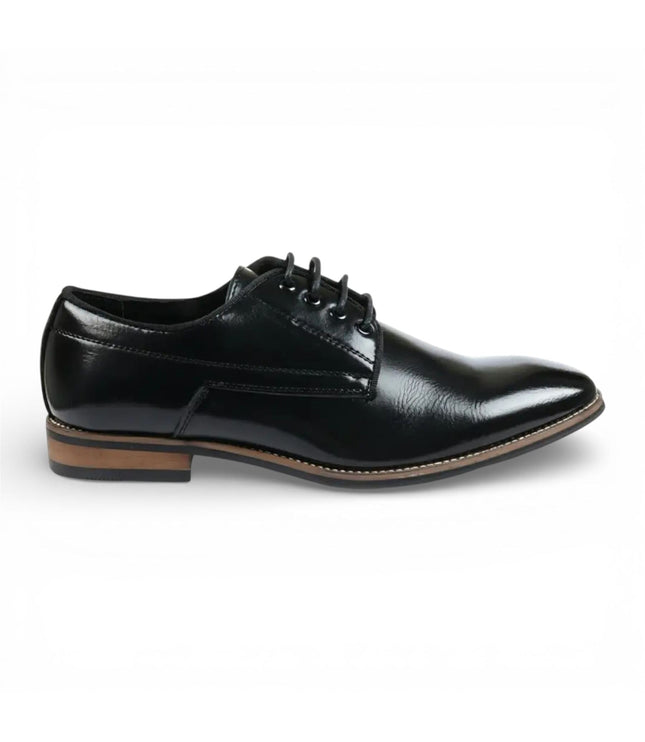 Men's Black Classic Plain Toe Lace-Up Derby Brogue Formal Shoes