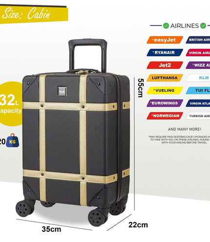 Alston Cabin Hard Shell Suitcase in Black Gold