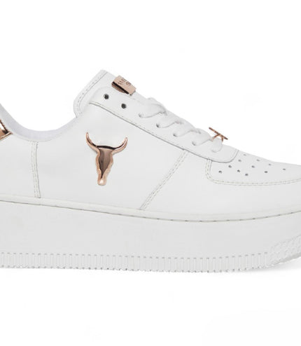 Windsorsmith Womens White Chunky Leather Platform Trainers Sneakers - Rich