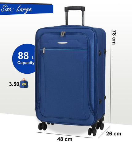 Cinderford Large Soft Shell Suitcase in Blue