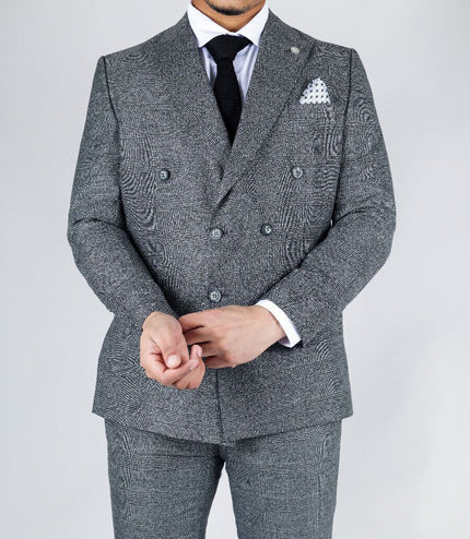 Men's Classic Grey Double Breasted 2-Piece Suit