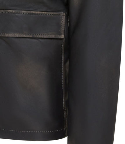 Men's Black Vintage Lamb Leather Safari Parka Jacket Coat