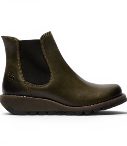 Fly London Womens Diesel Green Chelsea Leather Ankle Boots - SALV195