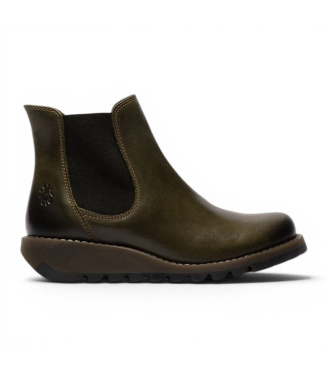 Fly London Womens Diesel Green Chelsea Leather Ankle Boots - SALV195