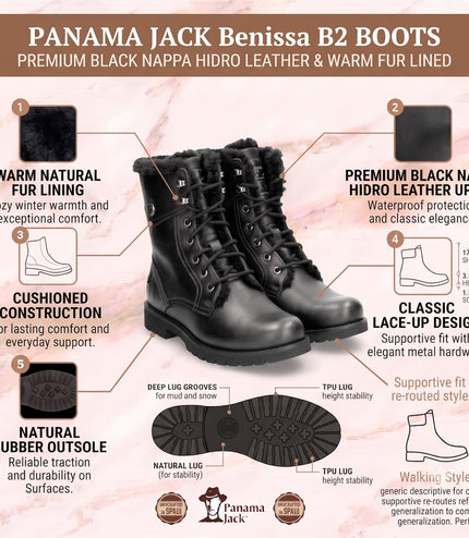 Panama Jack Women's Brown Leather Warm Lace-Up Boots - PJ-03-IGLOO-B62