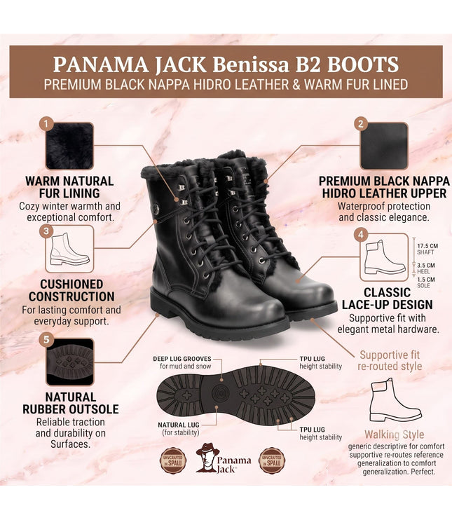 Panama Jack Women's Brown Leather Warm Lace-Up Boots - PJ-03-IGLOO-B62