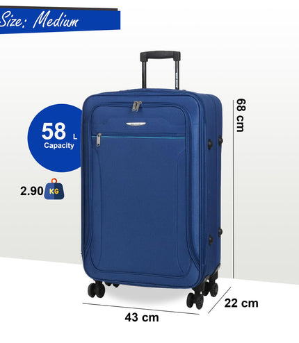 Cinderford Medium Soft Shell Suitcase in Blue