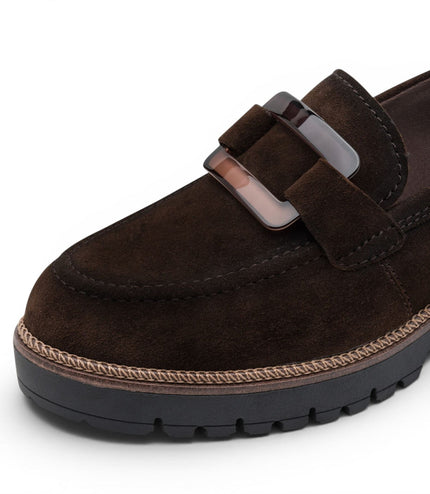 Tamaris Women's Brown Suede Leather Loafer Casual Shoes - 24722-43