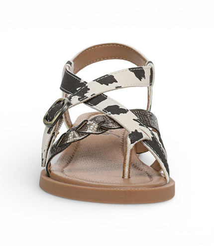 Blowfish Malibu Women's Black White Micro Wedge Strappy Sandals - April